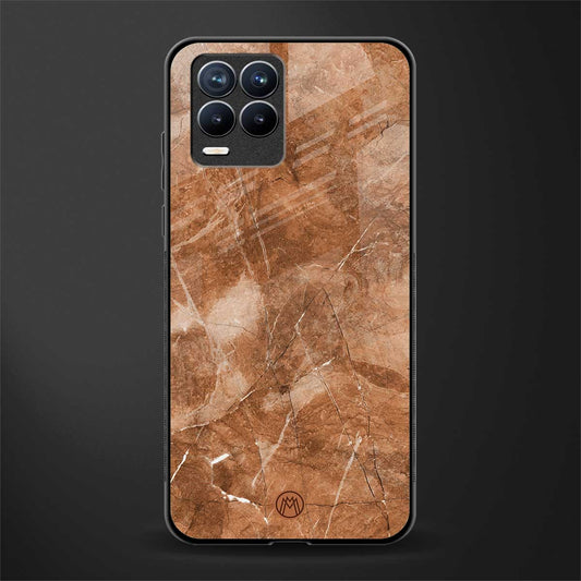 caramel brown marble glass case for realme 8 4g image