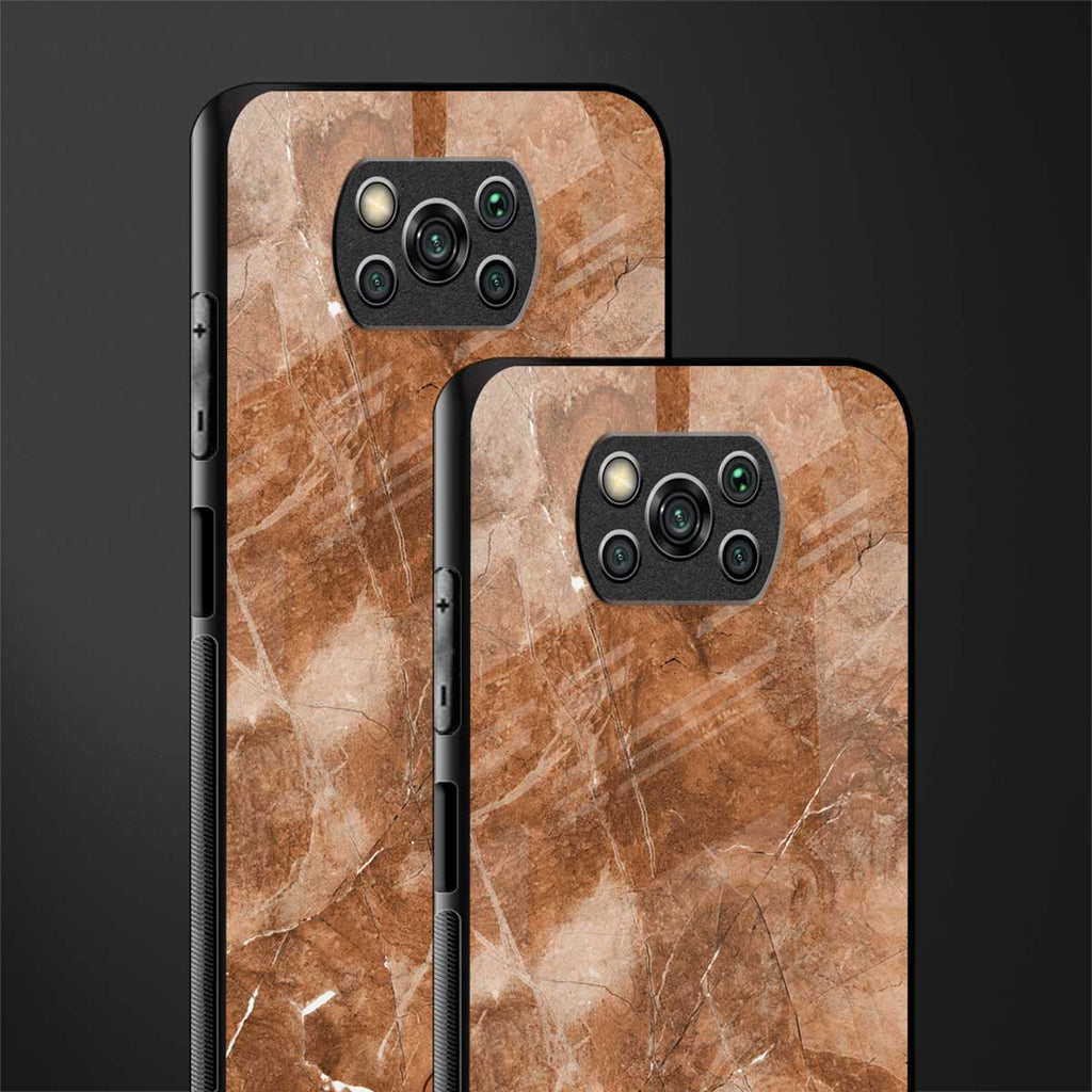 caramel brown marble glass case for poco x3 pro image-2