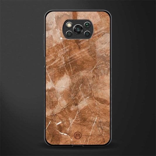 caramel brown marble glass case for poco x3 image