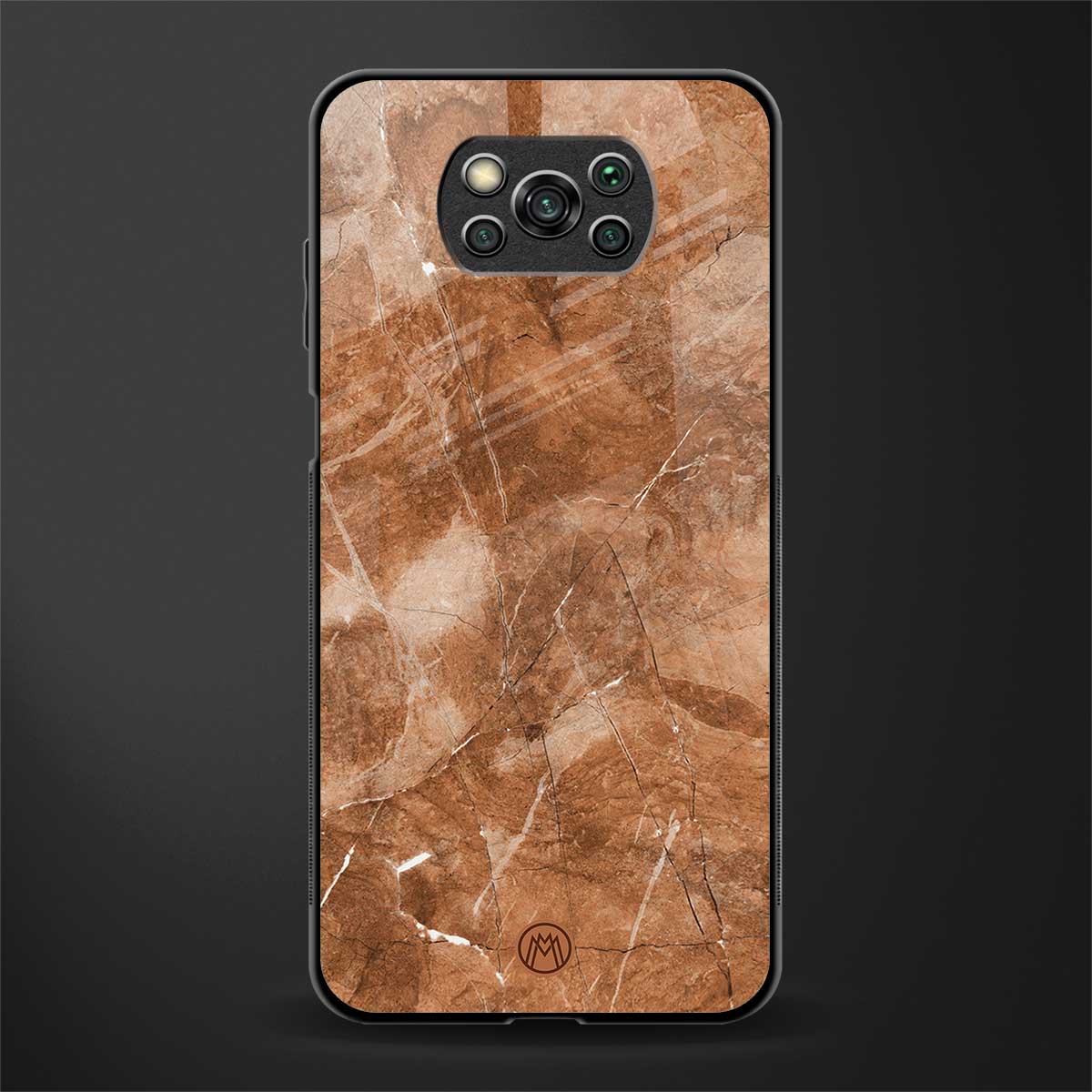 caramel brown marble glass case for poco x3 pro image