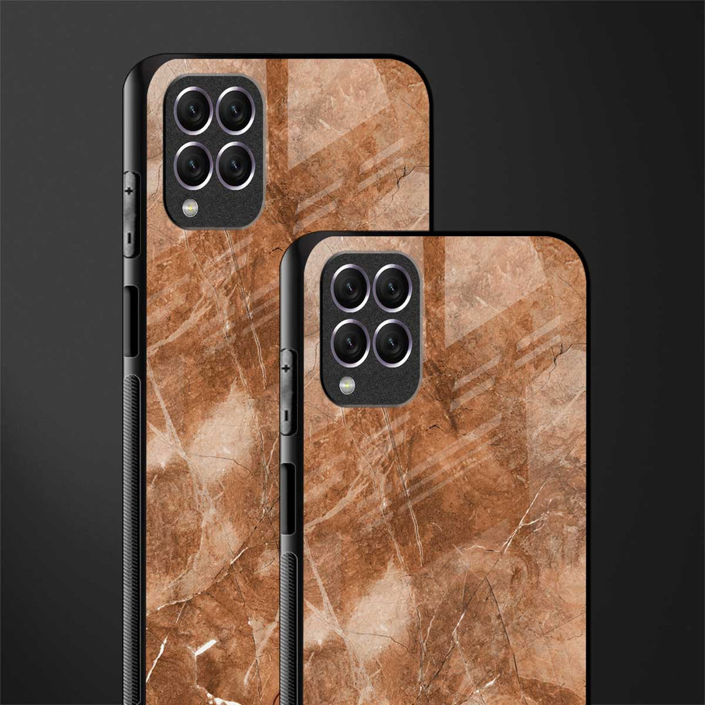 caramel brown marble glass case for samsung galaxy f62 image-2