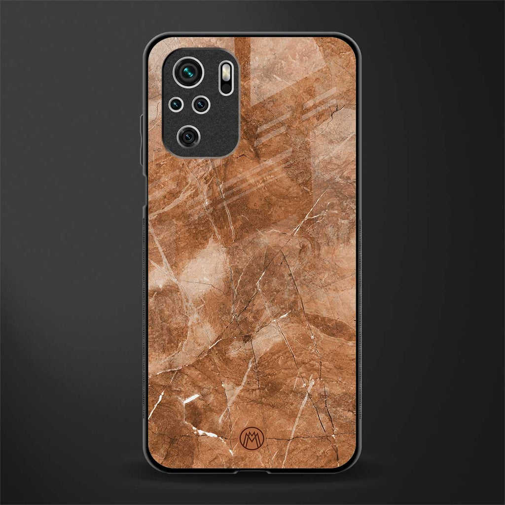 caramel brown marble glass case for redmi note 10 image