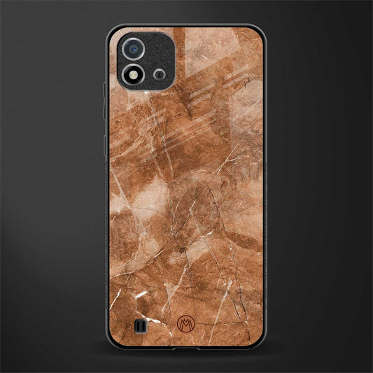 caramel brown marble glass case for realme c20 image