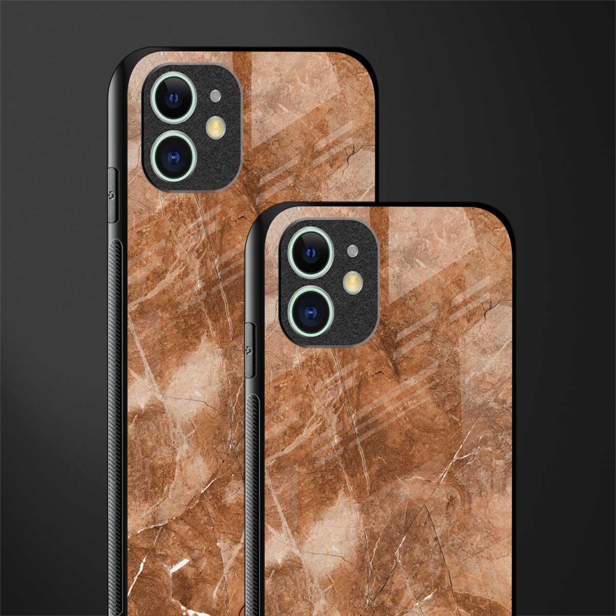 caramel brown marble glass case for iphone 12 mini image-2