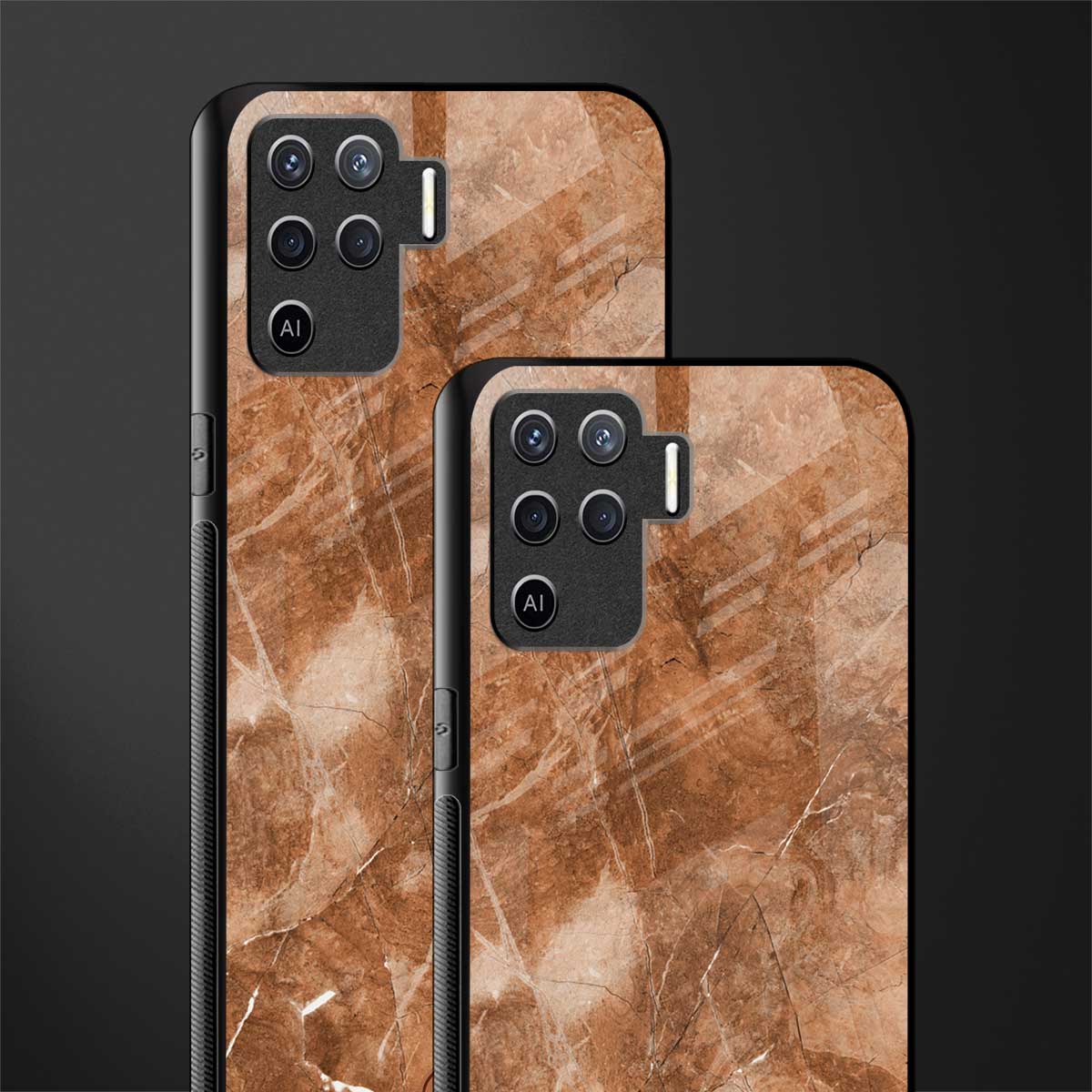 caramel brown marble glass case for oppo f19 pro image-2