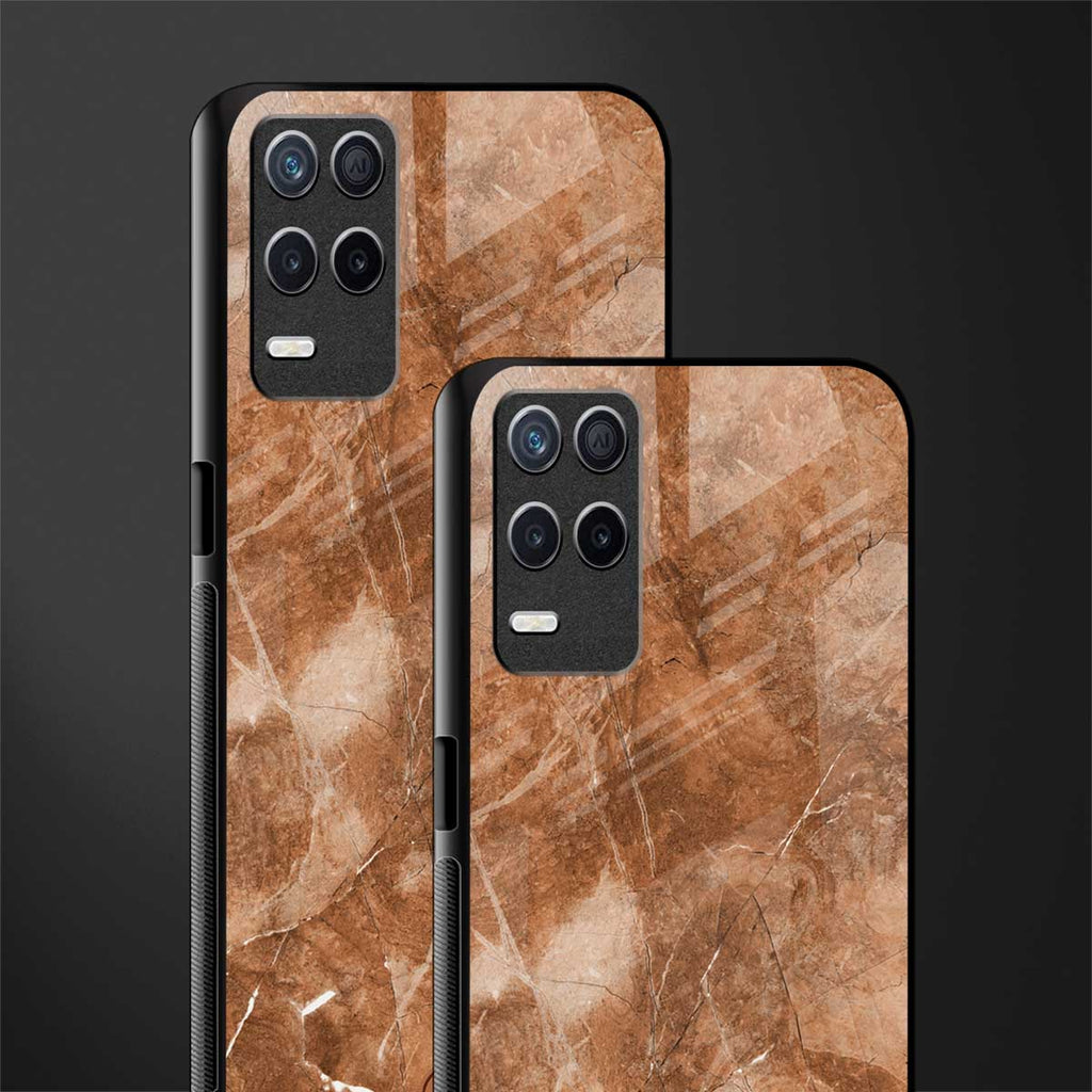 caramel brown marble glass case for realme 8 5g image-2