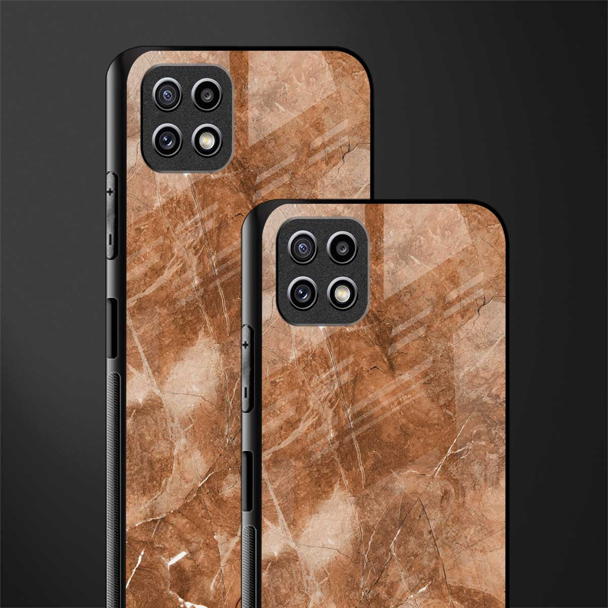 caramel brown marble glass case for samsung galaxy a22 5g image-2