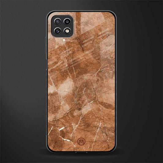 caramel brown marble glass case for samsung galaxy a22 5g image