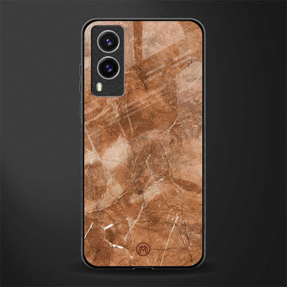 caramel brown marble glass case for vivo v21e 5g image