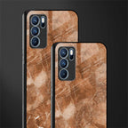 caramel brown marble glass case for oppo reno6 pro 5g image-2
