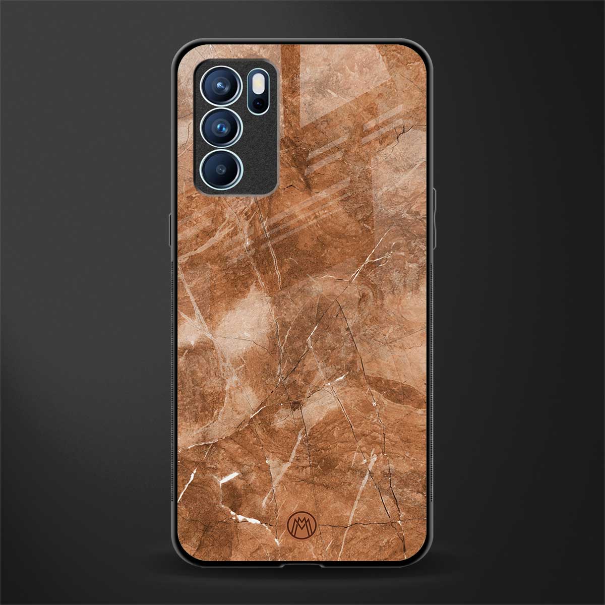 caramel brown marble glass case for oppo reno6 pro 5g image