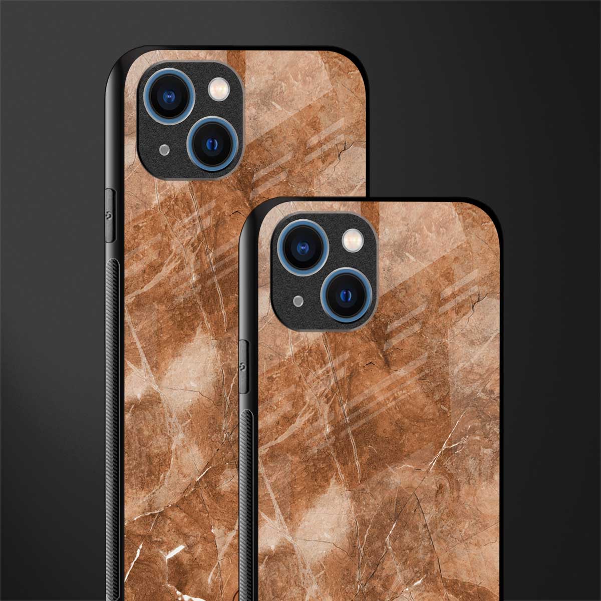 caramel brown marble glass case for iphone 13 image-2