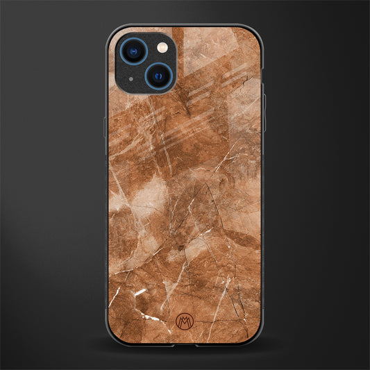 caramel brown marble glass case for iphone 13 image