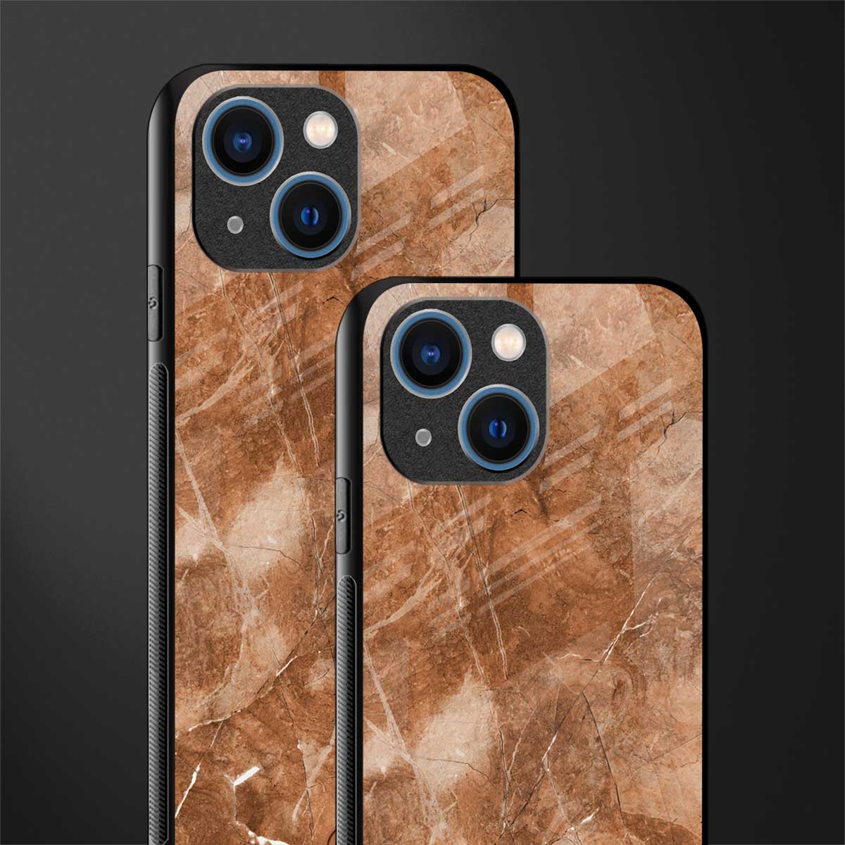 caramel brown marble glass case for iphone 13 mini image-2