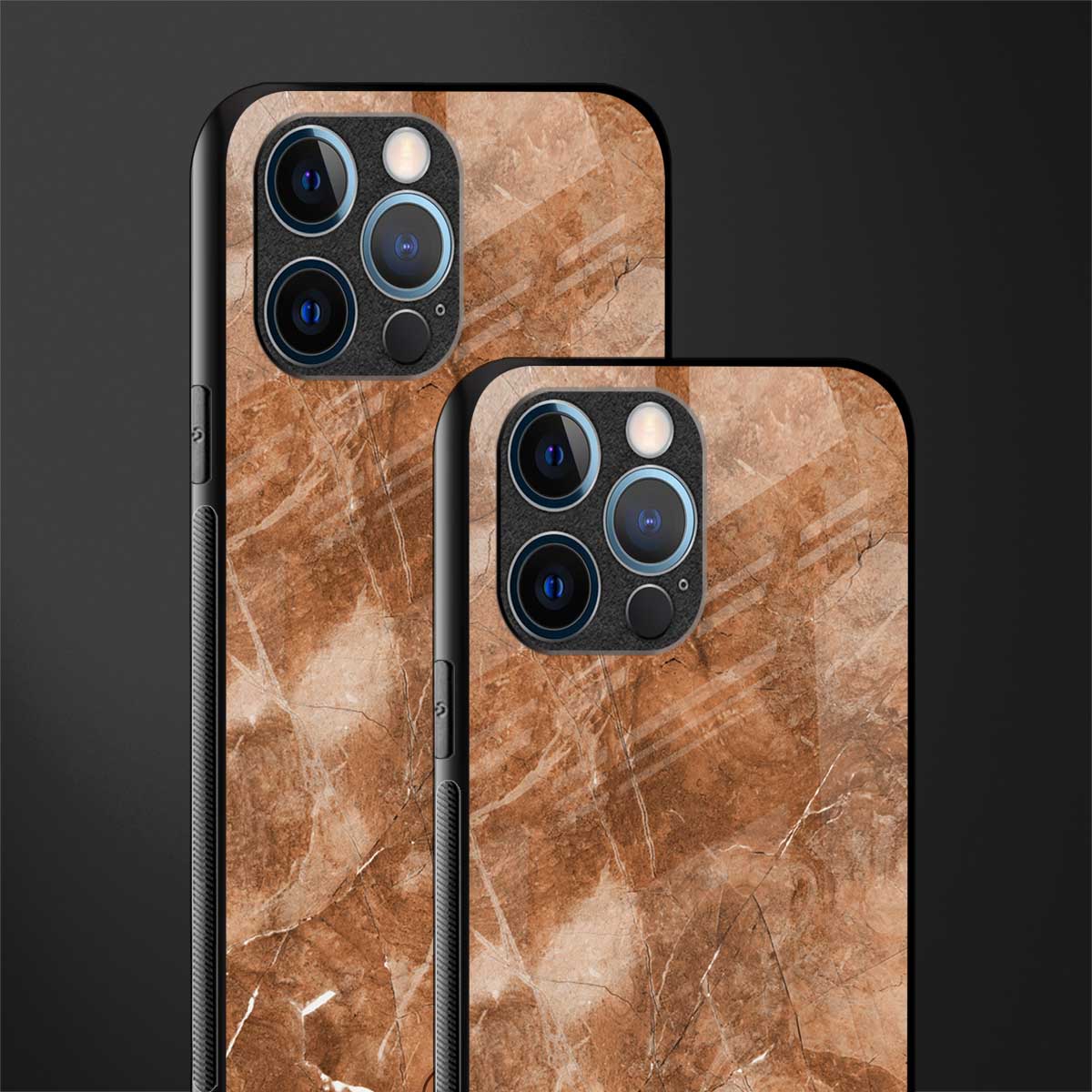 caramel brown marble glass case for iphone 12 pro image-2