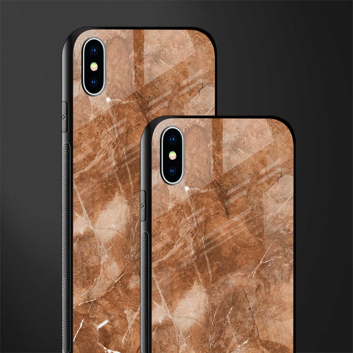 caramel brown marble glass case for iphone xs max image-2