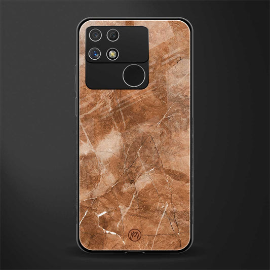 caramel brown marble back phone cover | glass case for realme narzo 50a