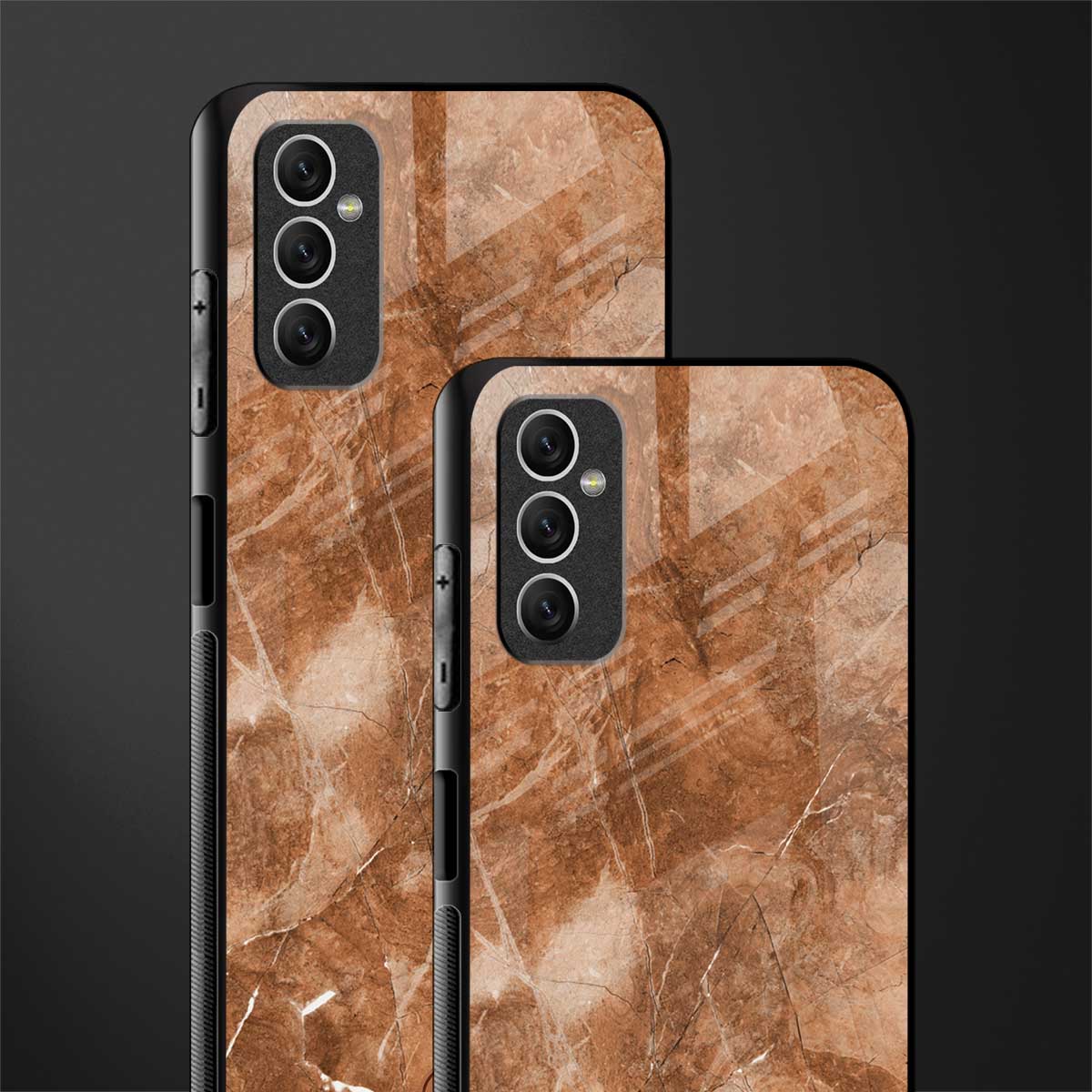caramel brown marble glass case for samsung galaxy m52 5g image-2