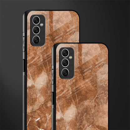 caramel brown marble glass case for samsung galaxy m52 5g image-2