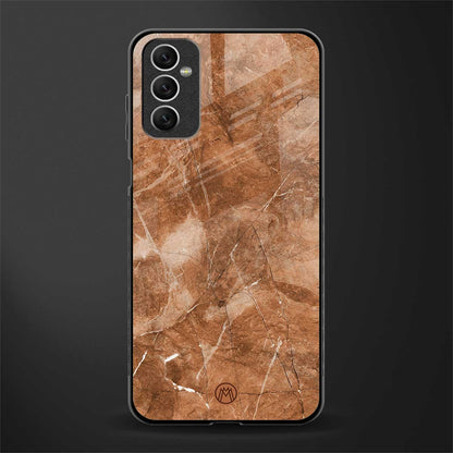 caramel brown marble glass case for samsung galaxy m52 5g image
