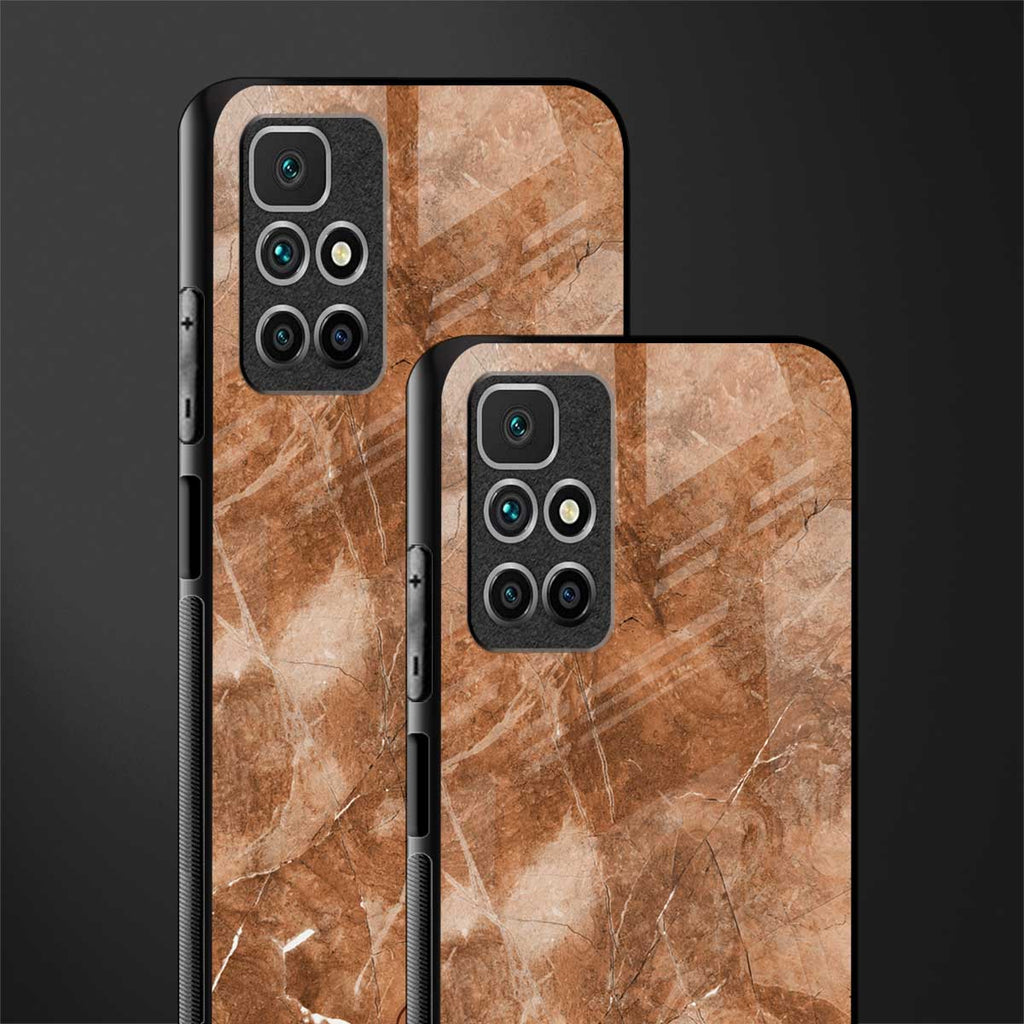 caramel brown marble glass case for redmi 10 prime image-2