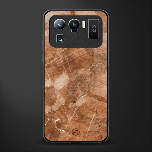 caramel brown marble glass case for mi 11 ultra 5g image