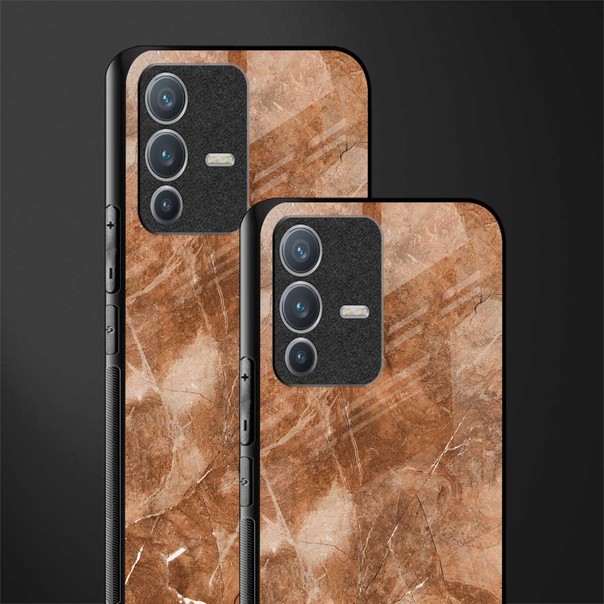caramel brown marble glass case for vivo v23 pro 5g image-2