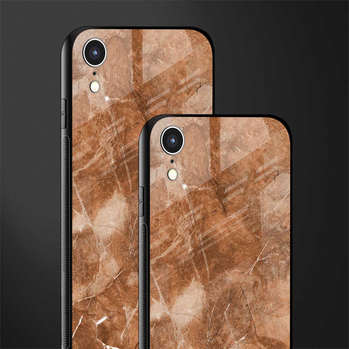 caramel brown marble glass case for iphone xr image-2