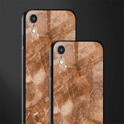 caramel brown marble glass case for iphone xr image-2