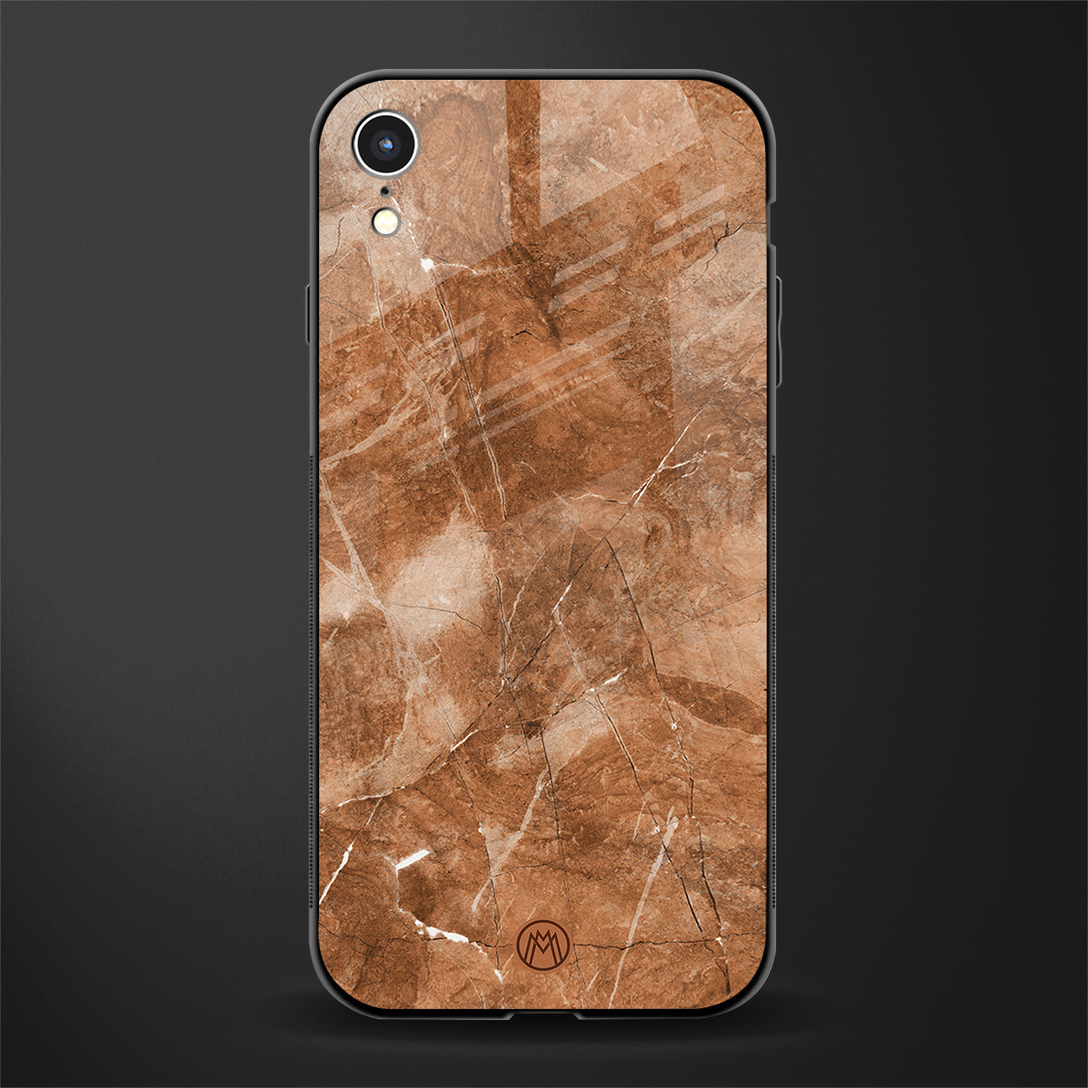 caramel brown marble glass case for iphone xr image