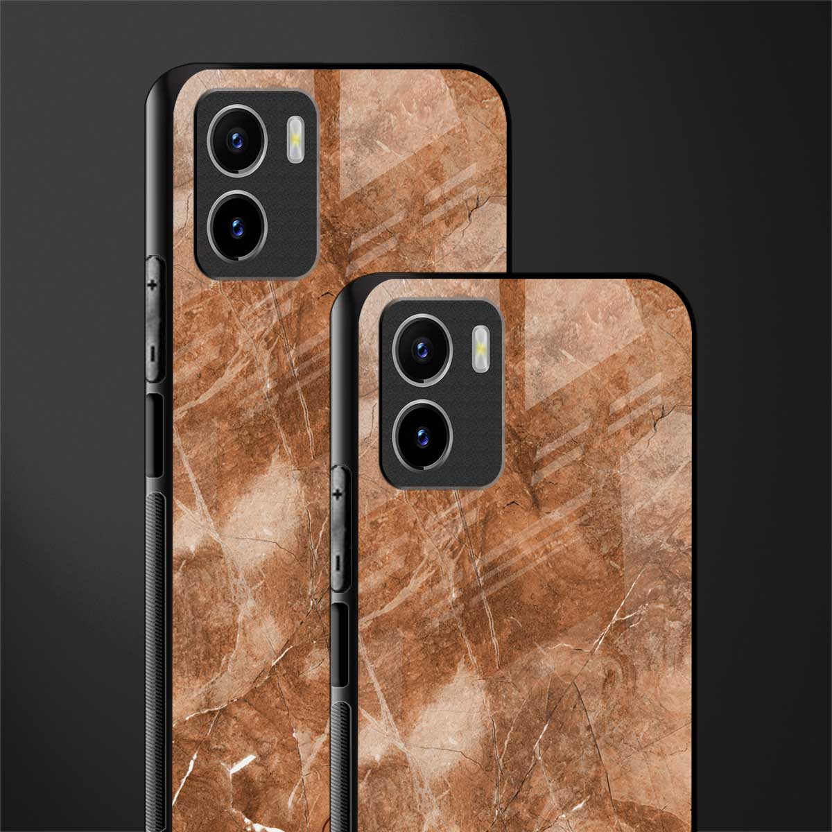 caramel brown marble glass case for vivo y15s image-2