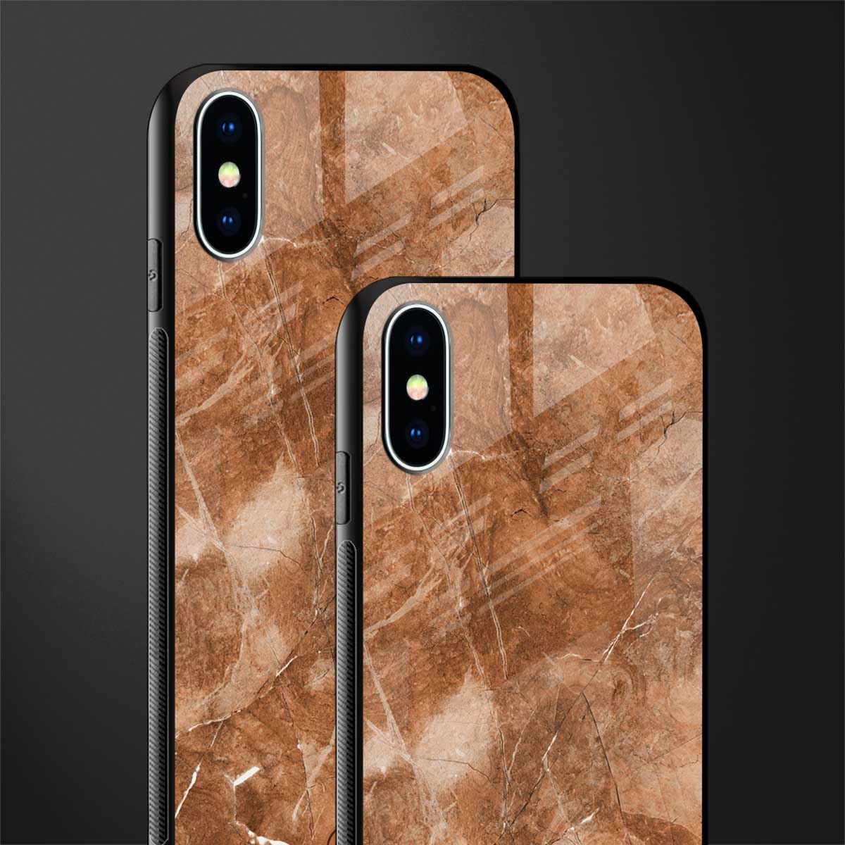 caramel brown marble glass case for iphone xs image-2