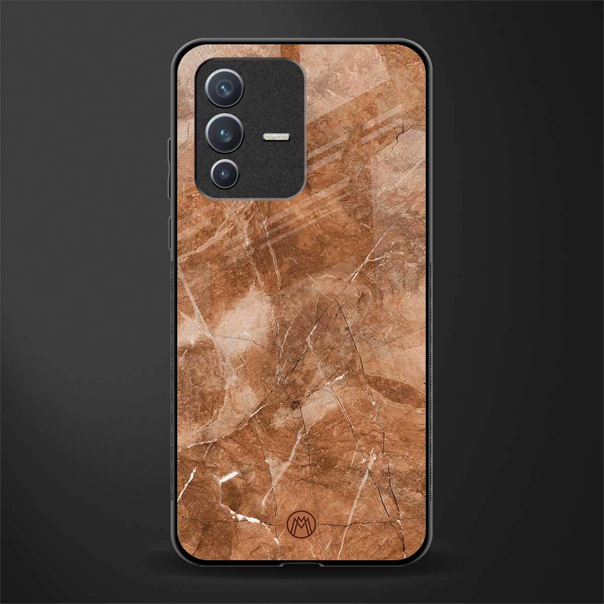 caramel brown marble glass case for vivo v23 5g image