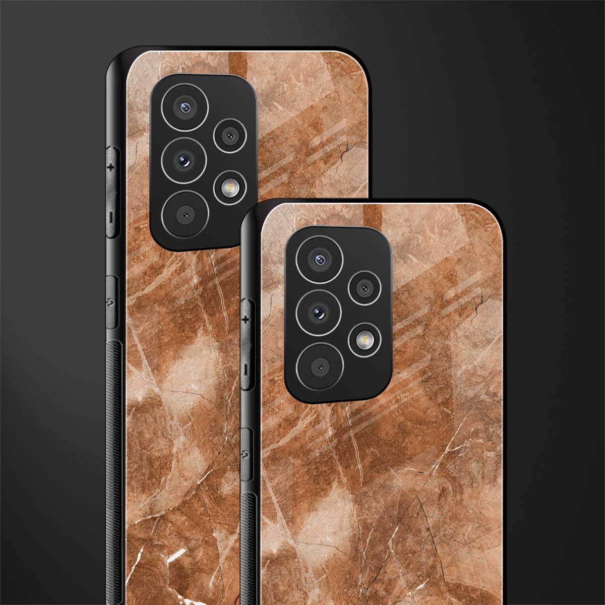 caramel brown marble back phone cover | glass case for samsung galaxy a73 5g