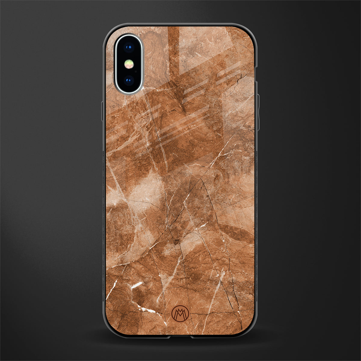 caramel brown marble glass case for iphone x image