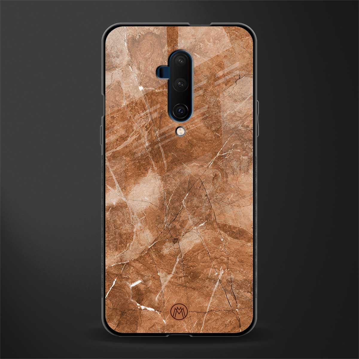 caramel brown marble glass case for oneplus 7t pro image