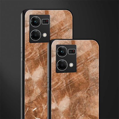 caramel brown marble back phone cover | glass case for oppo f21 pro 4g