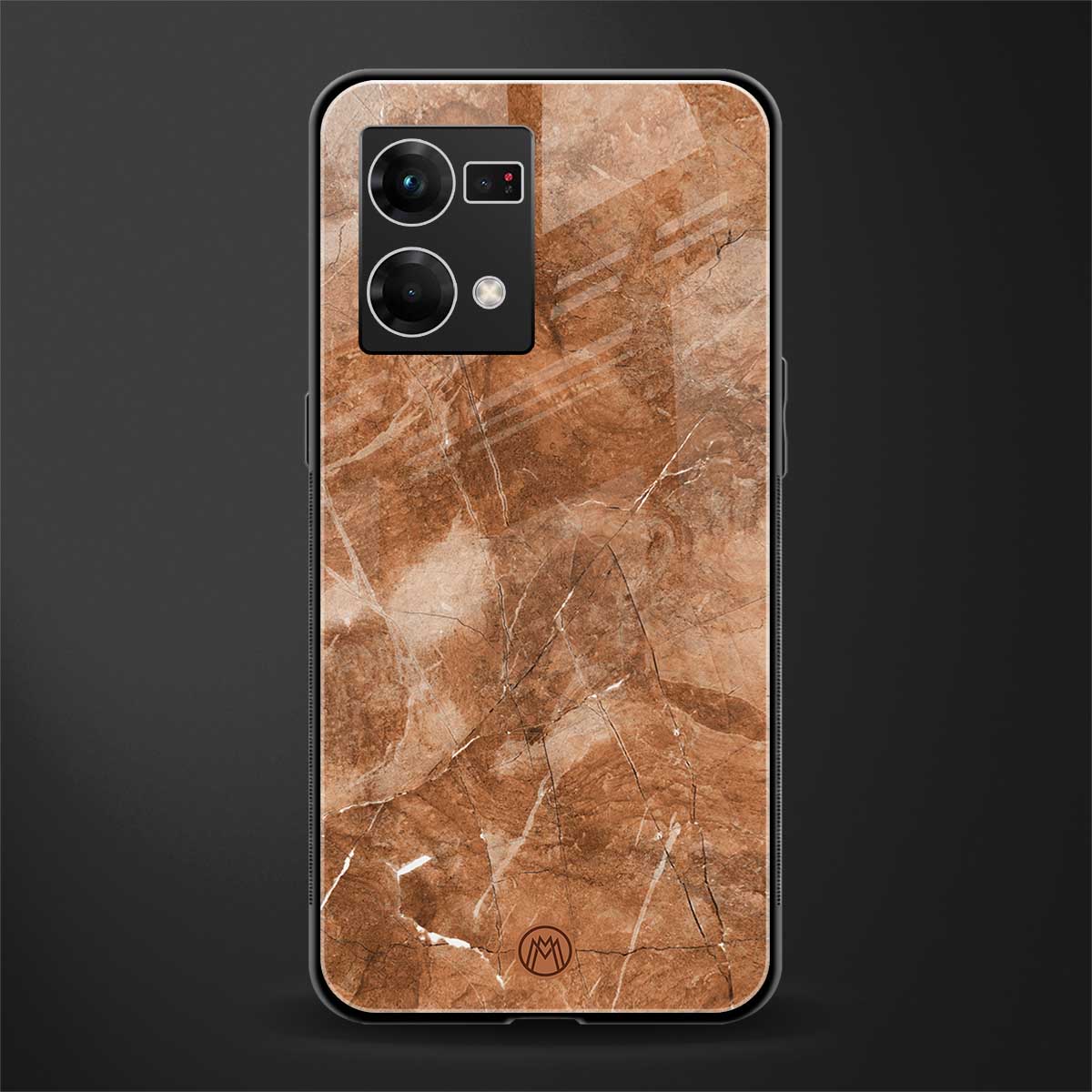caramel brown marble back phone cover | glass case for oppo f21 pro 4g