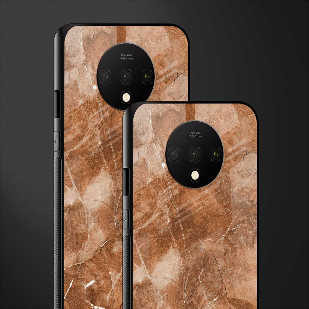 caramel brown marble glass case for oneplus 7t image-2