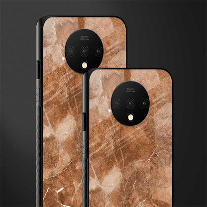 caramel brown marble glass case for oneplus 7t image-2