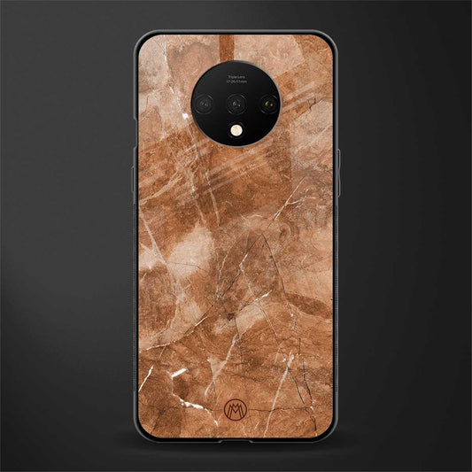 caramel brown marble glass case for oneplus 7t image