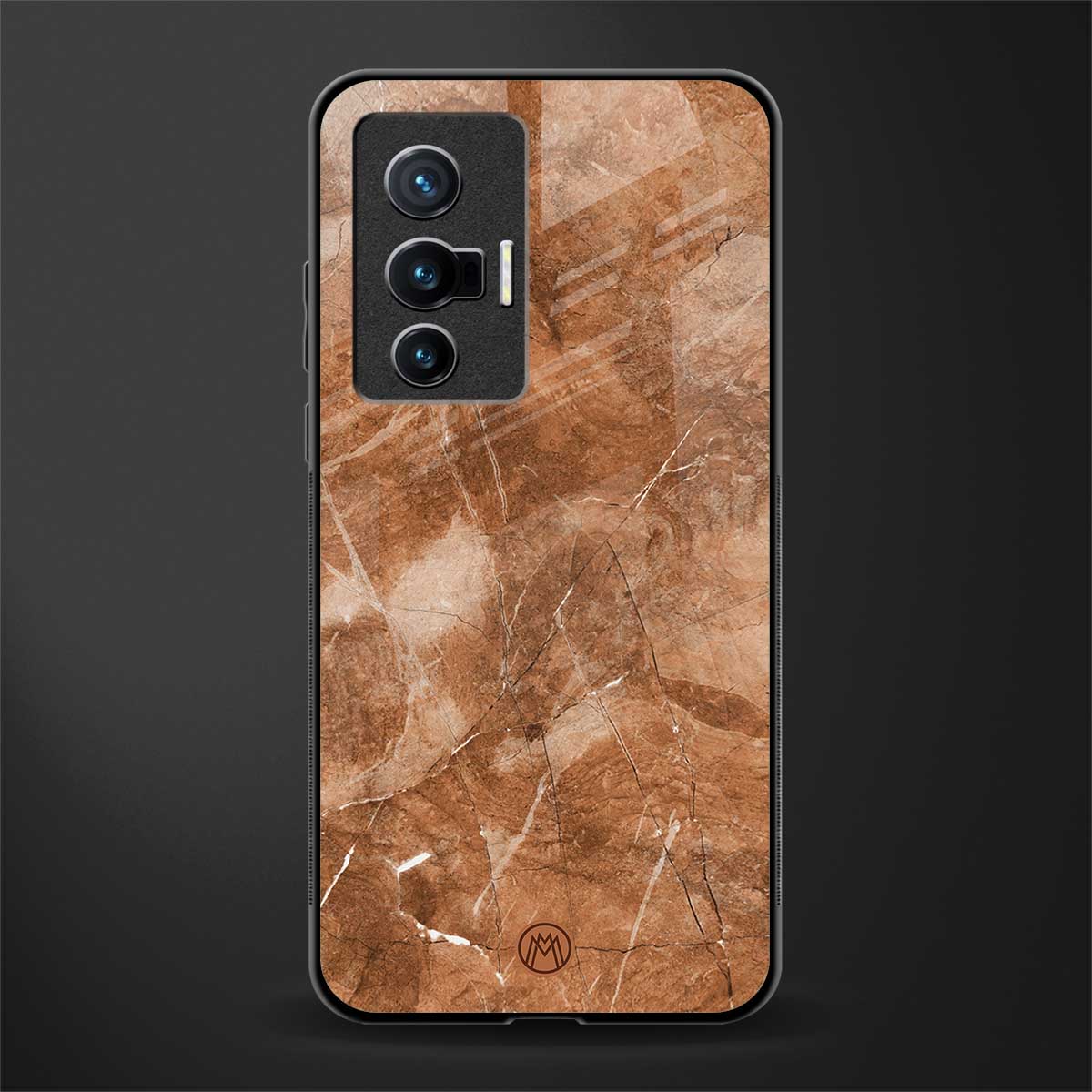 caramel brown marble glass case for vivo x70 image