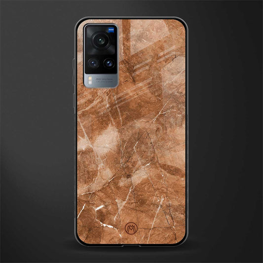 caramel brown marble glass case for vivo x60 image