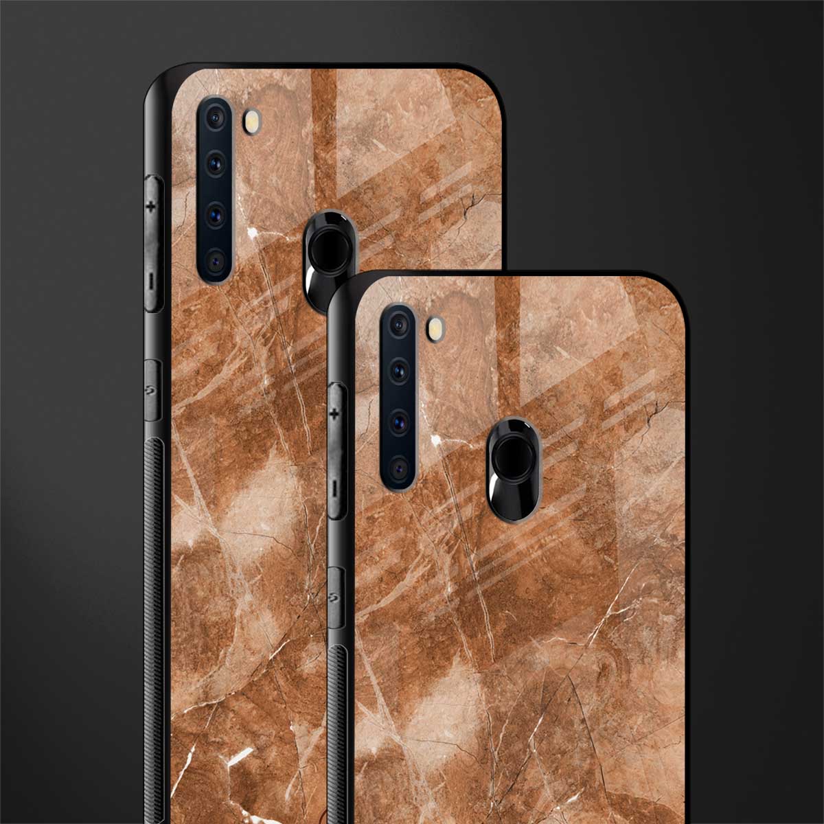 caramel brown marble glass case for samsung a21 image-2