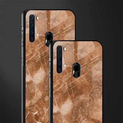 caramel brown marble glass case for samsung a21 image-2