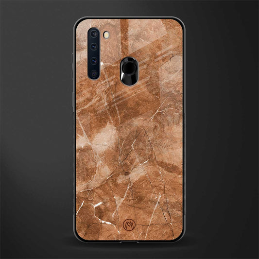 caramel brown marble glass case for samsung a21 image