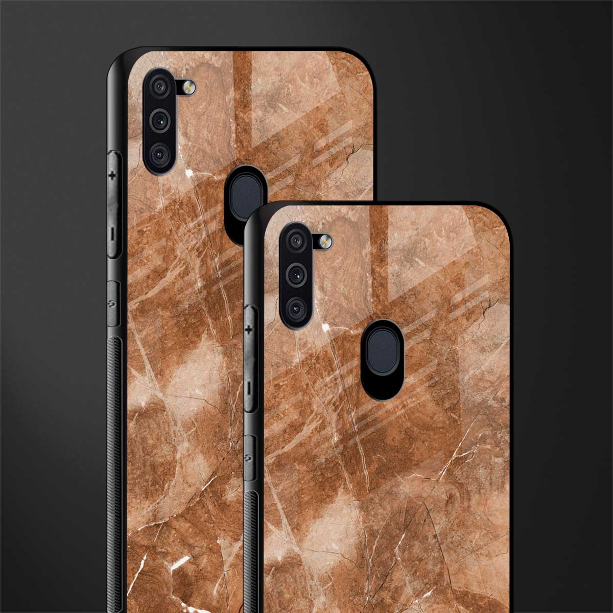 caramel brown marble glass case for samsung a11 image-2