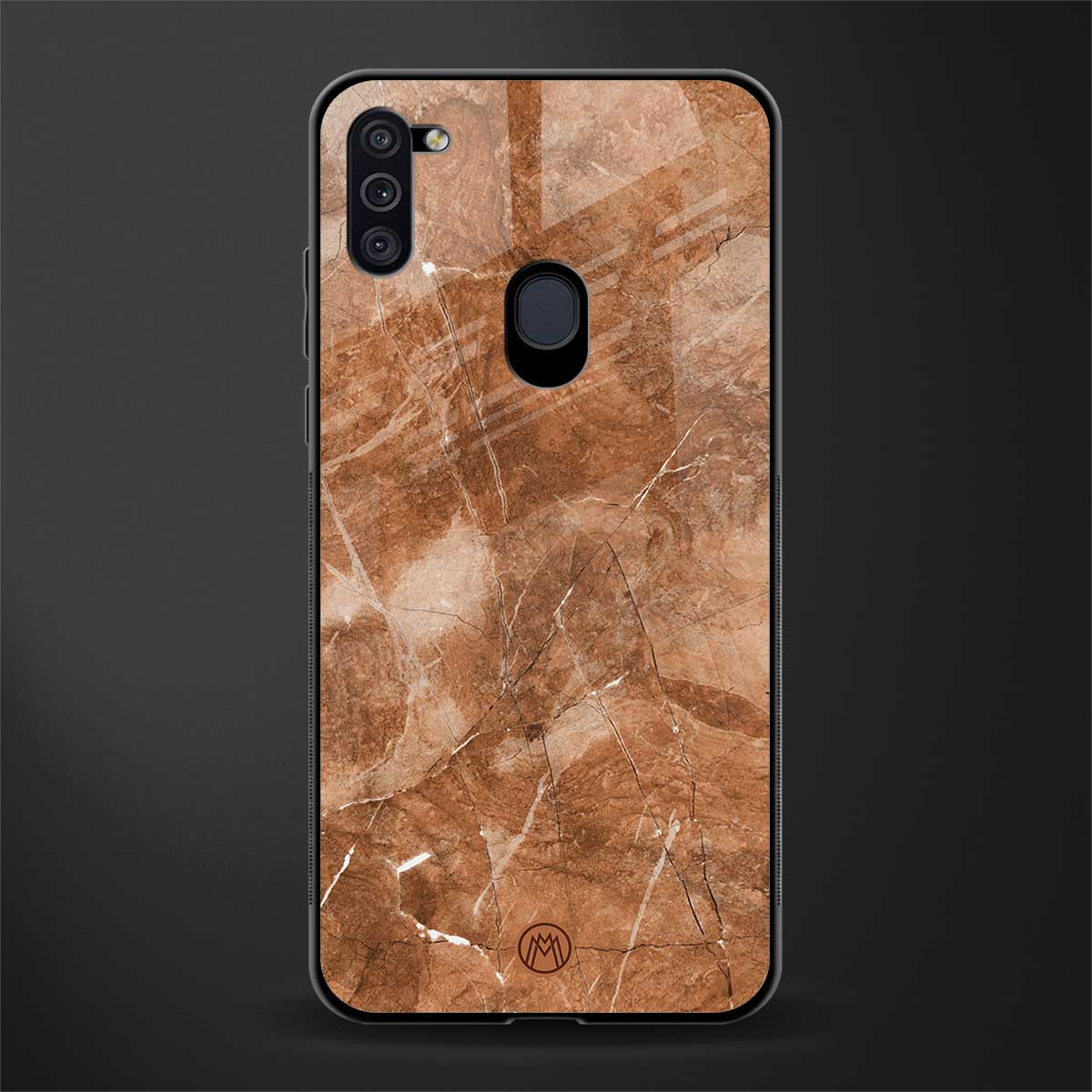 caramel brown marble glass case for samsung galaxy m11 image