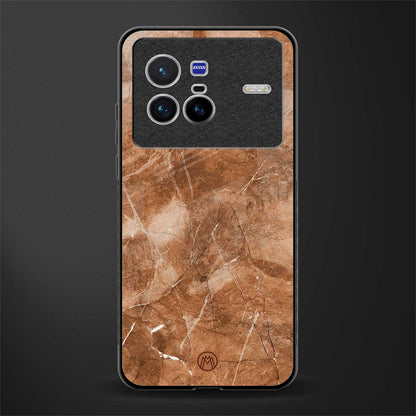 caramel brown marble glass case for vivo x80 image