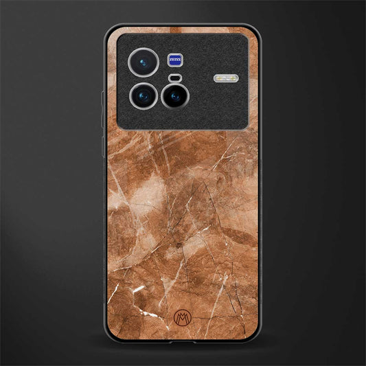 caramel brown marble glass case for vivo x80 image
